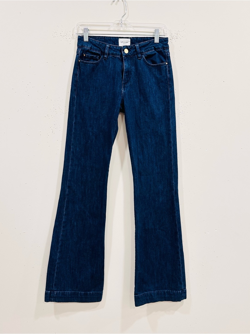 SEZANE Denim Le Flare 1973 Jeans Dark Wash Blue Flared Wide Leg Womens Size 27